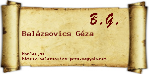 Balázsovics Géza névjegykártya