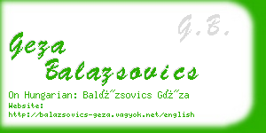 geza balazsovics business card